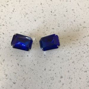 Vintage blue stone clip earrings